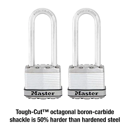 Master Lock ▫️ M1XTLJCCSEN - Cadeado Magnum em aço laminado com 1-3/4 polegadas de largura, 5/16 polegadas de diâmetro, distância da argola, embalagem dupla, argola de 2-1/2 polegadas 3