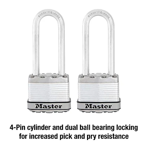 Master Lock ▫️ M1XTLJCCSEN - Cadeado Magnum em aço laminado com 1-3/4 polegadas de largura, 5/16 polegadas de diâmetro, distância da argola, embalagem dupla, argola de 2-1/2 polegadas 4