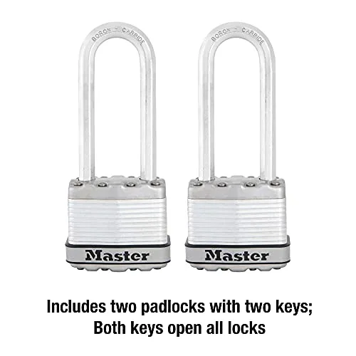 Master Lock ▫️ M1XTLJCCSEN - Cadeado Magnum em aço laminado com 1-3/4 polegadas de largura, 5/16 polegadas de diâmetro, distância da argola, embalagem dupla, argola de 2-1/2 polegadas 6