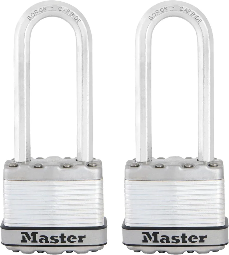 Master Lock ▫️ M1XTLJCCSEN - Cadeado Magnum em aço laminado com 1-3/4 polegadas de largura, 5/16 polegadas de diâmetro, distância da argola, embalagem dupla, argola de 2-1/2 polegadas