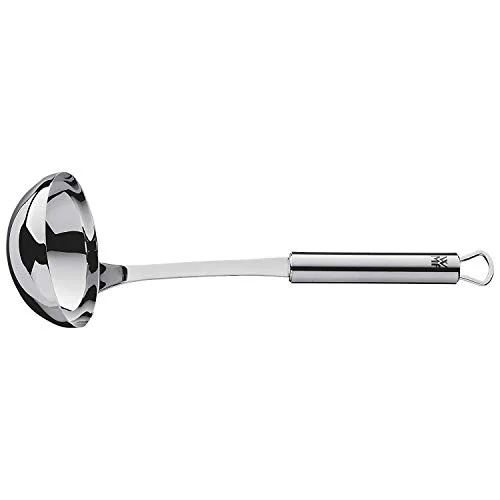WMF ▫️ Profi Plus - Conjunto de cozinha de 6 peças, suporte para pendurar com 5 acessórios, concha, escumadeira, colher de molho, espátula, garfo para carne, aço inoxidável polido 5