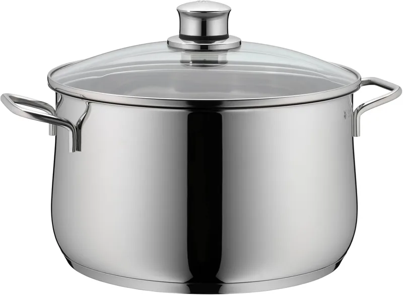 WMF ▫️ Diadem Plus - Panela Baixa 6,5 L, Ø 24 cm, aço inoxidável Cromargan, com tampa de vidro