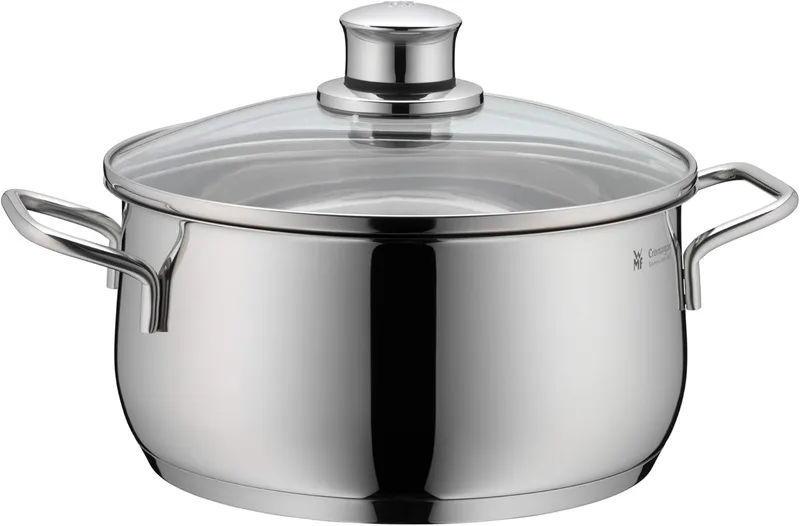 WMF ▫️ Diadem Plus - Panela de 3 L, Ø 20 cm, com tampa de vidro, em aço inoxidável Cromargan Ain com revestimento antiaderente, adequada para a máquina de lavar louça