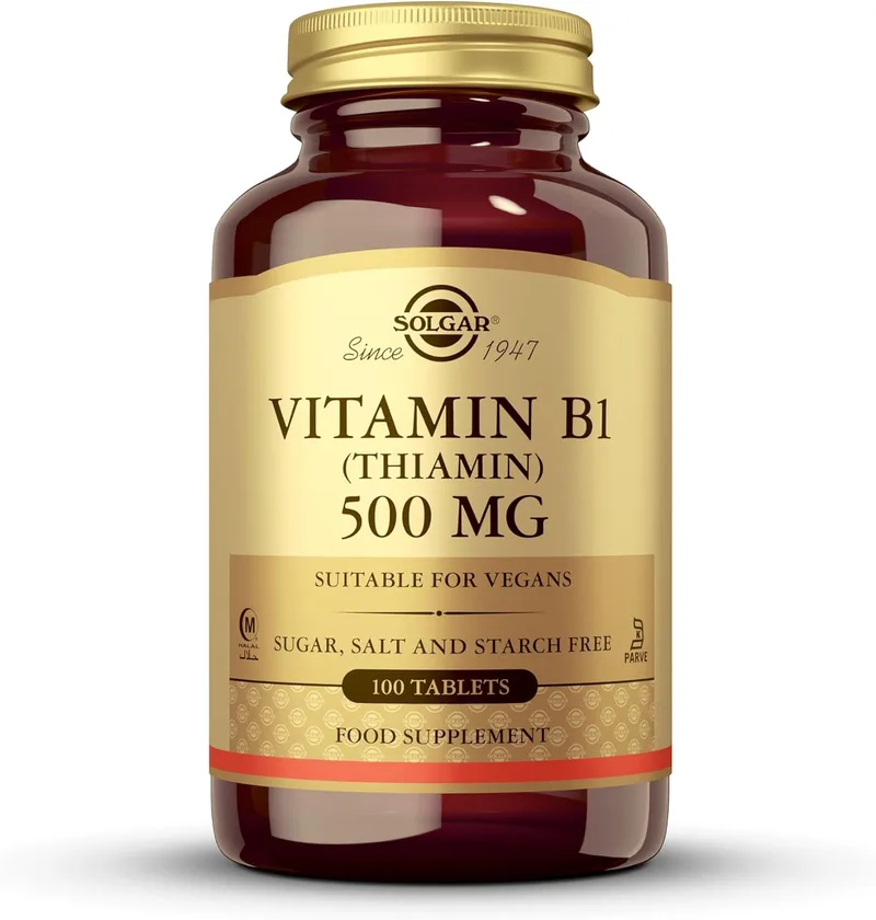 Solgar ▫️ Vitamina B1 (tiamina) 500 mg Comprimidos - Embalagem de 100 unidades