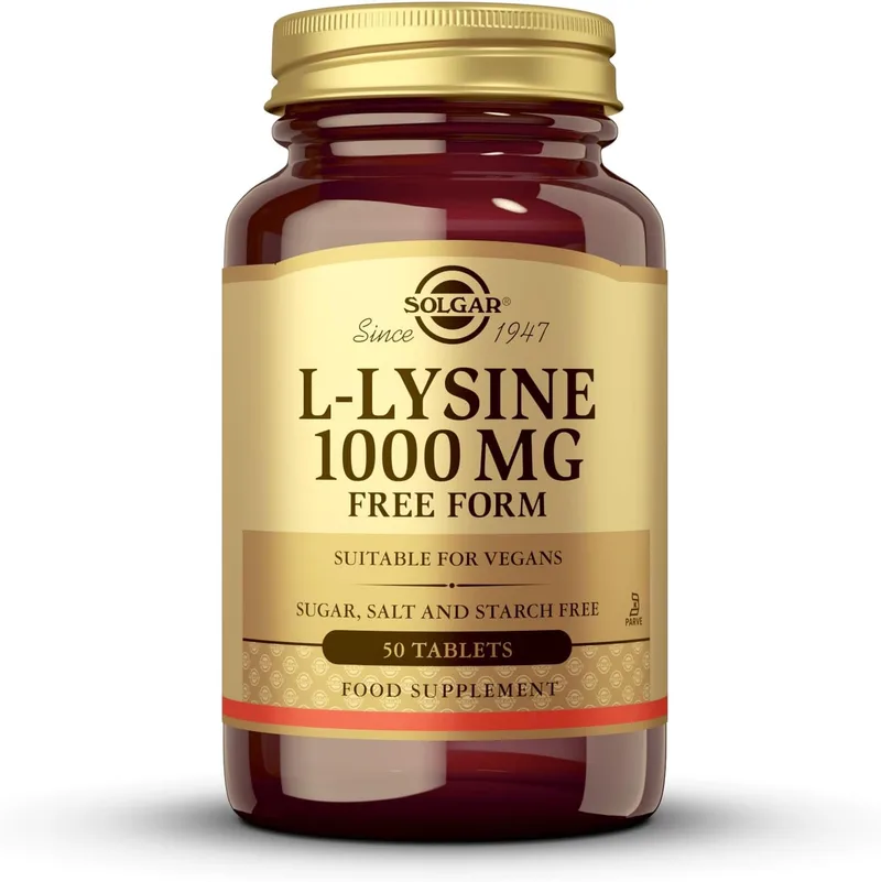 Solgar ▫️ L-Lisina 1000 mg: Forma livre: 50 comprimidos