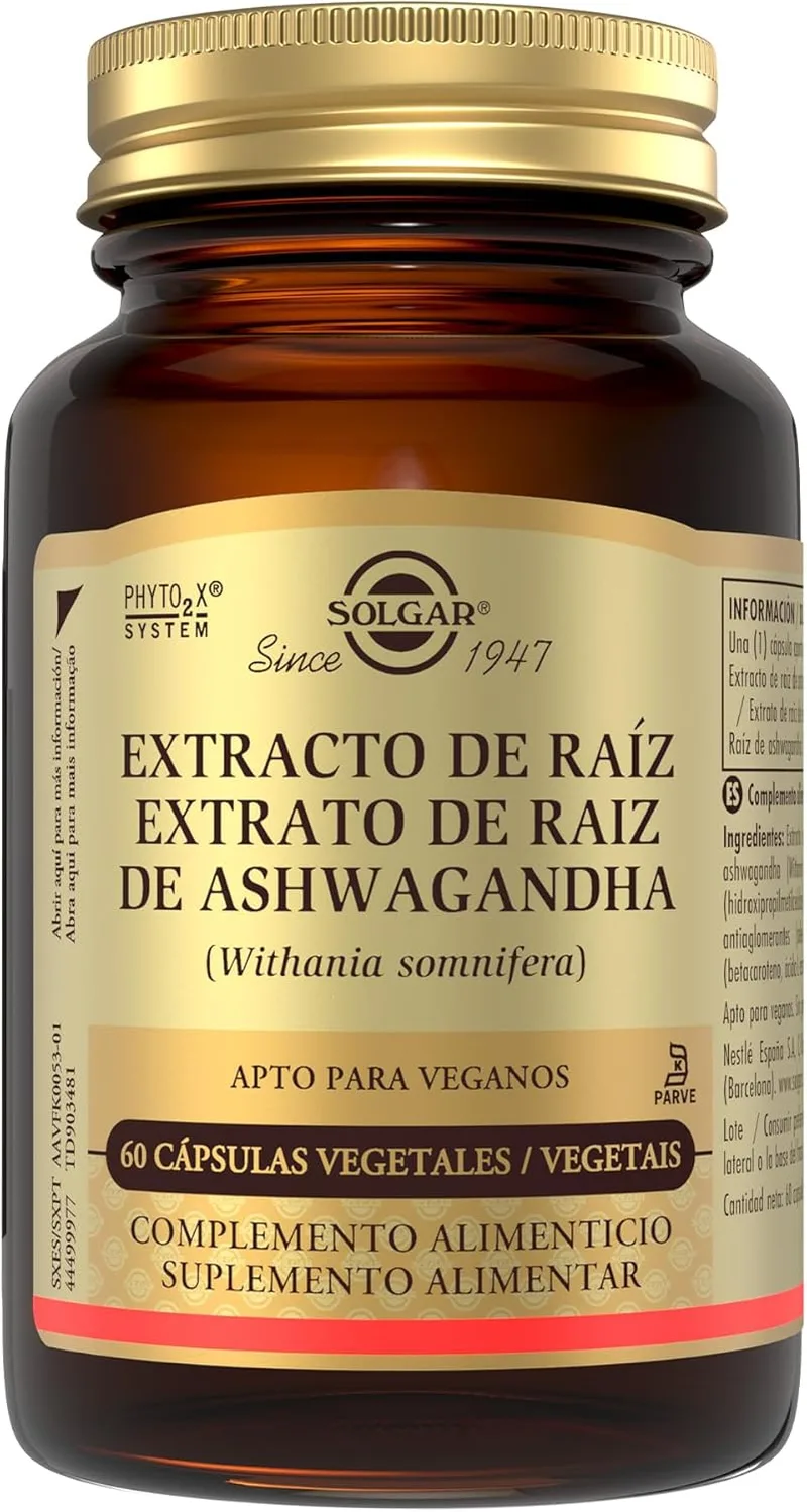 Solgar ▫️ Ashwagandha Extrato de Raiz SFP – 60 Cápsulas Vegetais – Relaxamento Físico e Mental – Adaptógeno Natural para o Stress e o Relaxamento – Antioxidante natural – Adequado para veganos, sem glúten