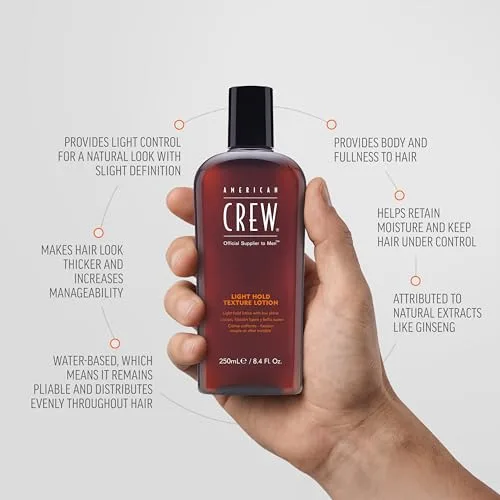 American Crew ▫️ Light Hold Texture Lotion, Loção de Fixação Leve e Brilho Natural, Creme de Controlo Suave que Proporciona Controlo ao Cabelo Fino, Proporciona um Cabelo Mais Denso e Moldável, 250 ml 3