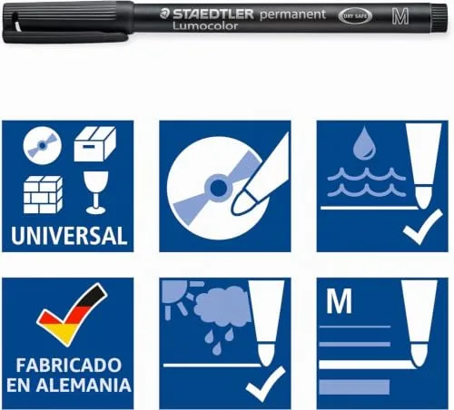 STAEDTLER ▫️ Lumocolor 31 Marcadores permanentes – preto, embalagem de 4, S/F/M/B 7