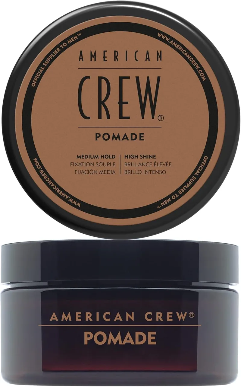 American Crew ▫️ Pomada, Cera para o cabelo masculino, Fixação elevada, Forte e duradoura, Confere definição e brilho, Acabamento flexível, Para cabelos de qualquer comprimento