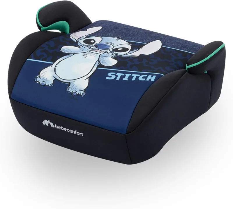 Bebeconfort ▫️ Disney Manga i-Safe, Assento Elevador para Automóvel, Cadeira de Automóvel Stitch, 6-12 anos, 128–150 cm, 22-36 kg, Leve, fácil de instalar com o cinto de segurança, almofadada, tecidos suaves, Stitch autêntico