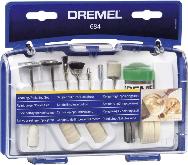 Dremel ▫️ 684 Kit de limpeza e polimento, conjunto de acessórios com 20 acessórios para ferramentas multifuncionais rotativas