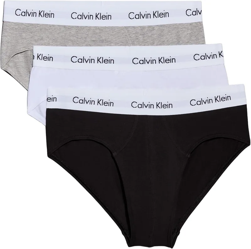 Calvin Klein ▫️ 3 Packs Cuecas de anca para homem Algodão Algodão elástico