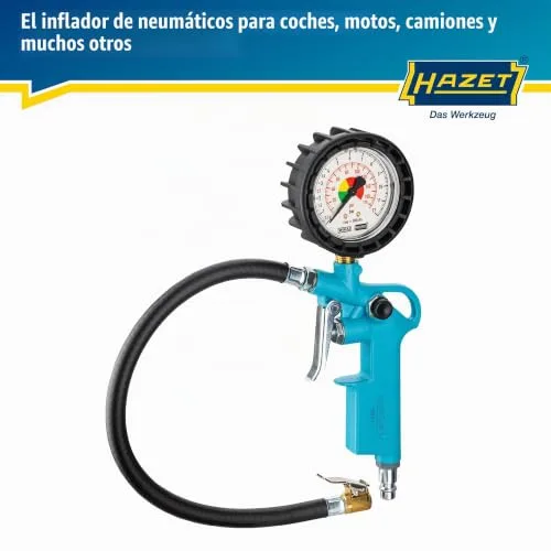 Hazet ▫️ Manómetro para pneus 9041-1 I Intervalo de medição: 0-12 bar, comprimento da mangueira: 400 mm, diâmetro: 63 mm I Manómetro para pneus de automóveis, motos e muito mais 2