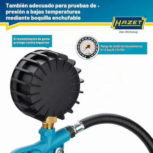 Hazet ▫️ Manómetro para pneus 9041-1 I Intervalo de medição: 0-12 bar, comprimento da mangueira: 400 mm, diâmetro: 63 mm I Manómetro para pneus de automóveis, motos e muito mais 3