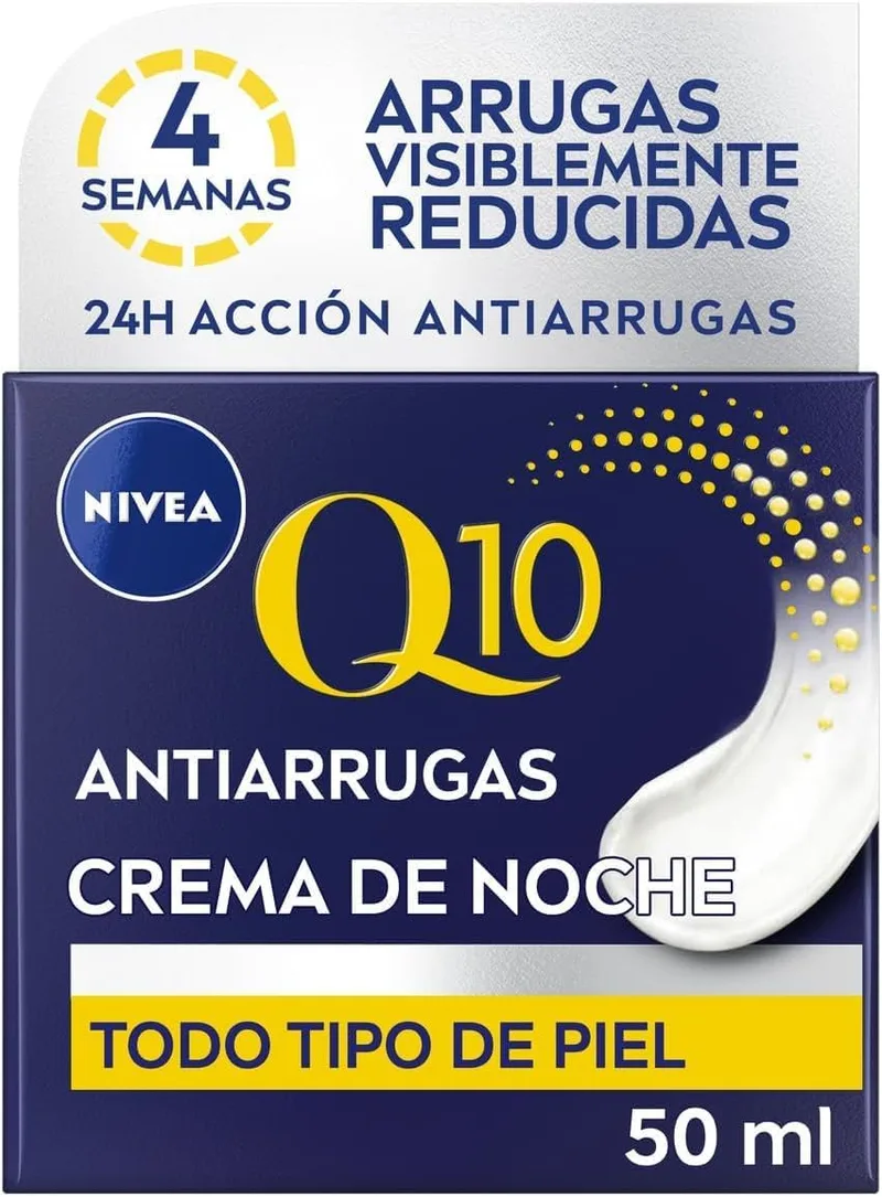 NIVEA ▫️ Q10 Anti-Wrinkle Power - Creme de Noite Regenerador - Hidrata, Regenera, Reduz e Previne as Rugas - Q10 Puro, Creatina e Ácido Hialurónico - 2x Reforço de Colagénio - Todos os Tipos de Pele - 50 ml