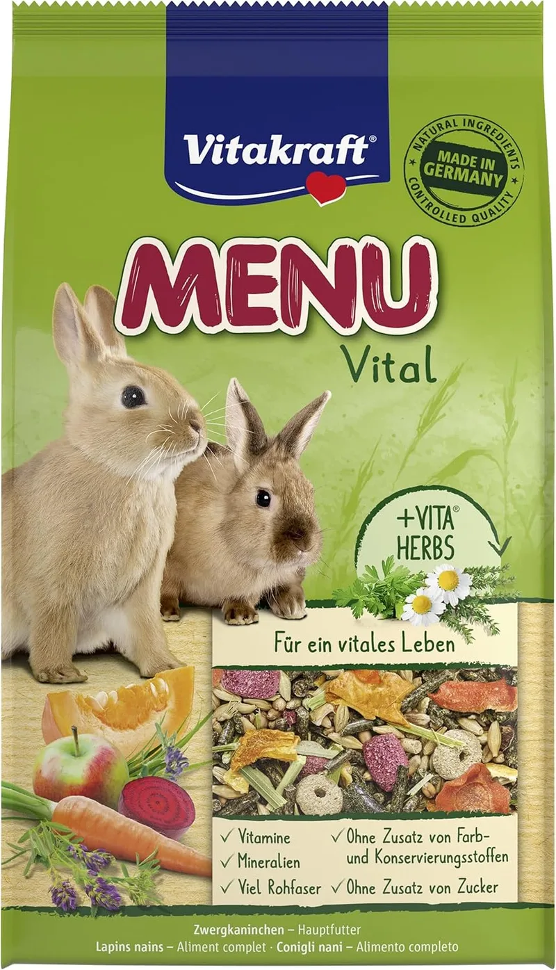 Vitakraft ▫️ Menu Premium Vital Coelho Anão - Complexo Natural da Complexeherbs para Coelhos Anões 1 kg