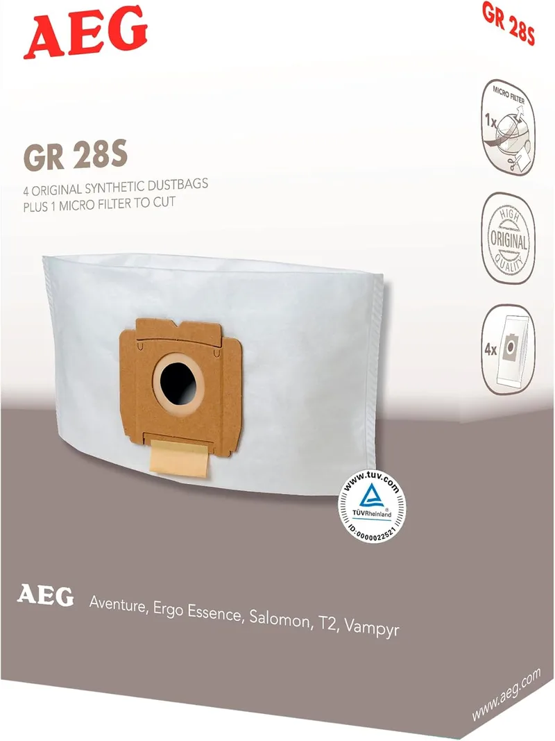 AEG ▫️ Conjunto GR28S com 4 sacos + filtros, para os modelos VX3, Vampyr CE, Vampyr Classic e Ergo Essence