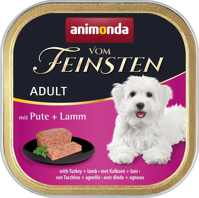 animonda Vom Feinsten ▫️ Alimento para cães adultos, alimento húmido para cães adultos, com peru + borrego, 22 x 150 g