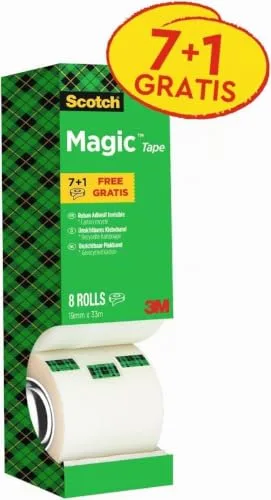 Scotch ▫️ Fita Adesiva Invisível Magic - Caixa com 8 rolos de 19 mm x 33 m - Fita adesiva de uso geral para reparação, etiquetagem e selagem de embalagens e documentos 2