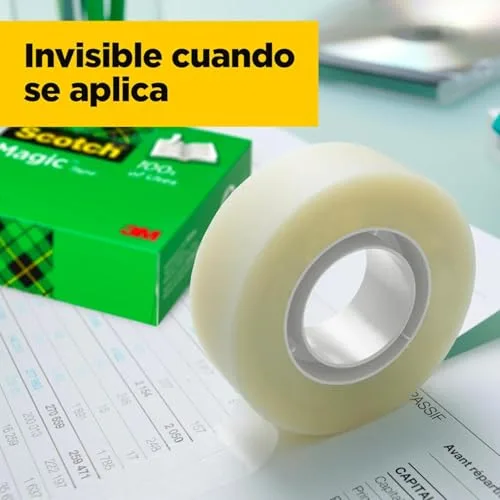 Scotch ▫️ Fita Adesiva Invisível Magic - Caixa com 8 rolos de 19 mm x 33 m - Fita adesiva de uso geral para reparação, etiquetagem e selagem de embalagens e documentos 4