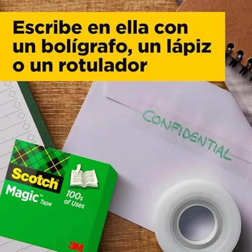 Scotch ▫️ Fita Adesiva Invisível Magic - Caixa com 8 rolos de 19 mm x 33 m - Fita adesiva de uso geral para reparação, etiquetagem e selagem de embalagens e documentos 5