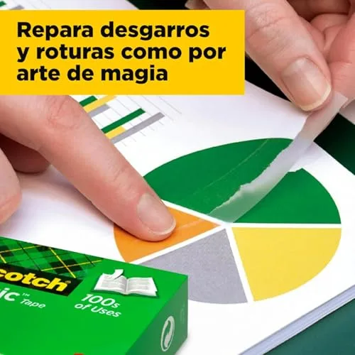 Scotch ▫️ Fita Adesiva Invisível Magic - Caixa com 8 rolos de 19 mm x 33 m - Fita adesiva de uso geral para reparação, etiquetagem e selagem de embalagens e documentos 6