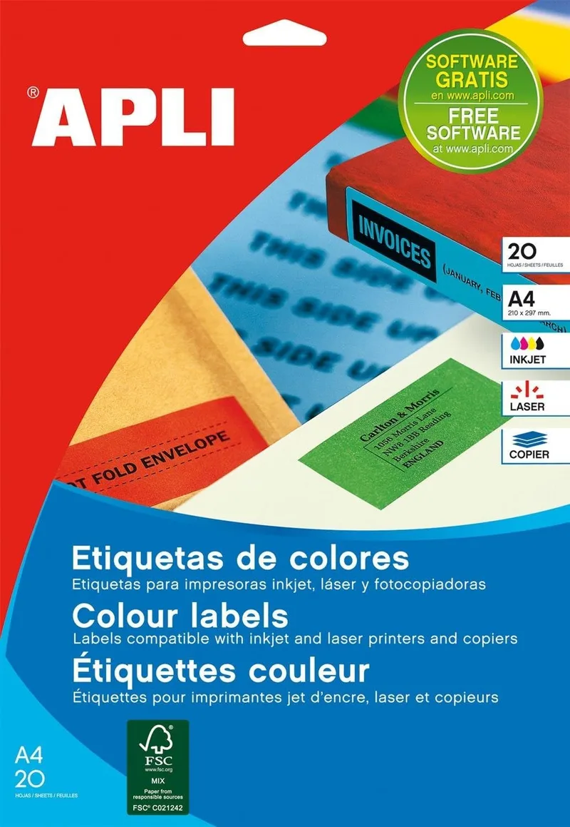 APLI ▫️ 1596 - Etiquetas permanentes azuis 105,0 x 37,0 mm 20 folhas