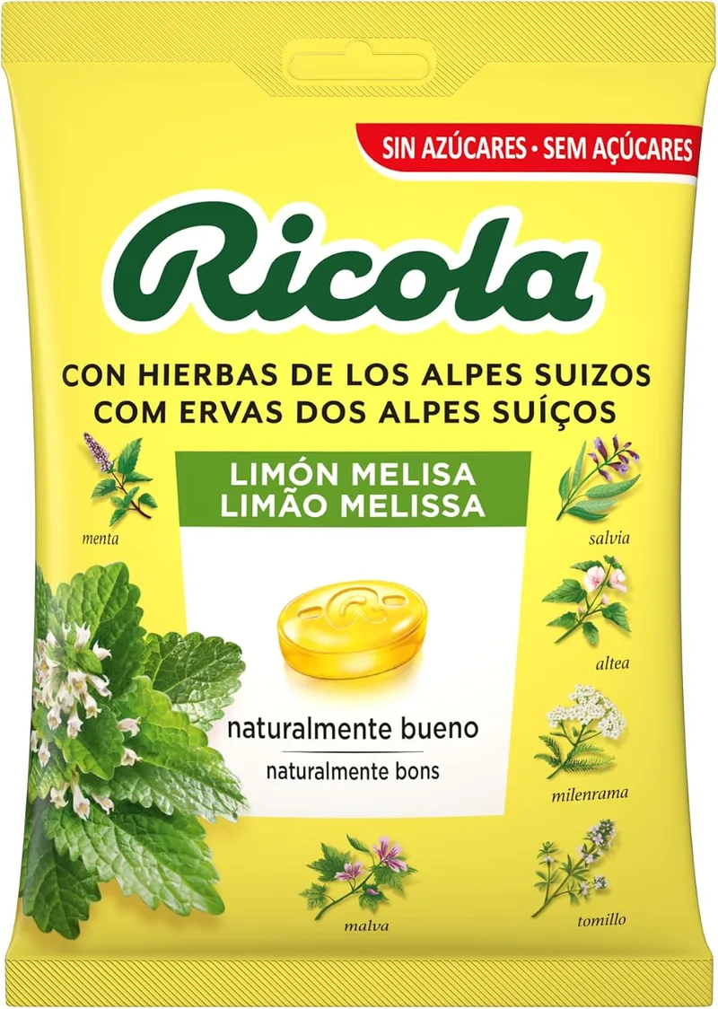 Ricola ▫️ Limão e Melisa, Rebuçados Duros Sem Açúcar, 70 g