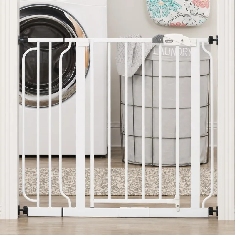 Regalo ▫️ Gift Safety Easy Step Baby Gate para portas e fundo de escadas, adapta-se a aberturas de 73,6-95,5 cm (extensão incluída) Montagem sob pressão para bebés, crianças pequenas e animais de estimação