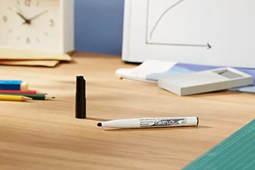 BIC ▫️ Velleda 1741 Marcadores para quadro branco com ponta média, ideais para a escola e o escritório, cor preta, embalagem de 12 unidades 2