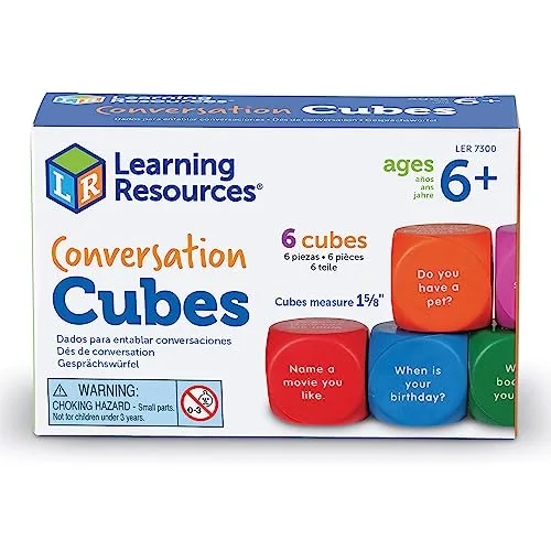 Learning Resources ▫️ Conversation Cubes, 6 dados de espuma com 36 perguntas em inglês – Jogo educativo infantil para desenvolver a conversação, o inglês e as competências sociais, a partir dos 6 anos 2