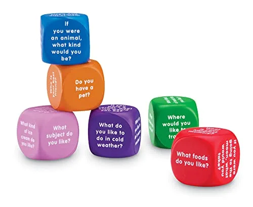 Learning Resources ▫️ Conversation Cubes, 6 dados de espuma com 36 perguntas em inglês – Jogo educativo infantil para desenvolver a conversação, o inglês e as competências sociais, a partir dos 6 anos 4