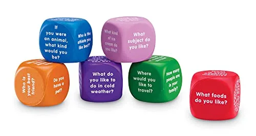 Learning Resources ▫️ Conversation Cubes, 6 dados de espuma com 36 perguntas em inglês – Jogo educativo infantil para desenvolver a conversação, o inglês e as competências sociais, a partir dos 6 anos 5
