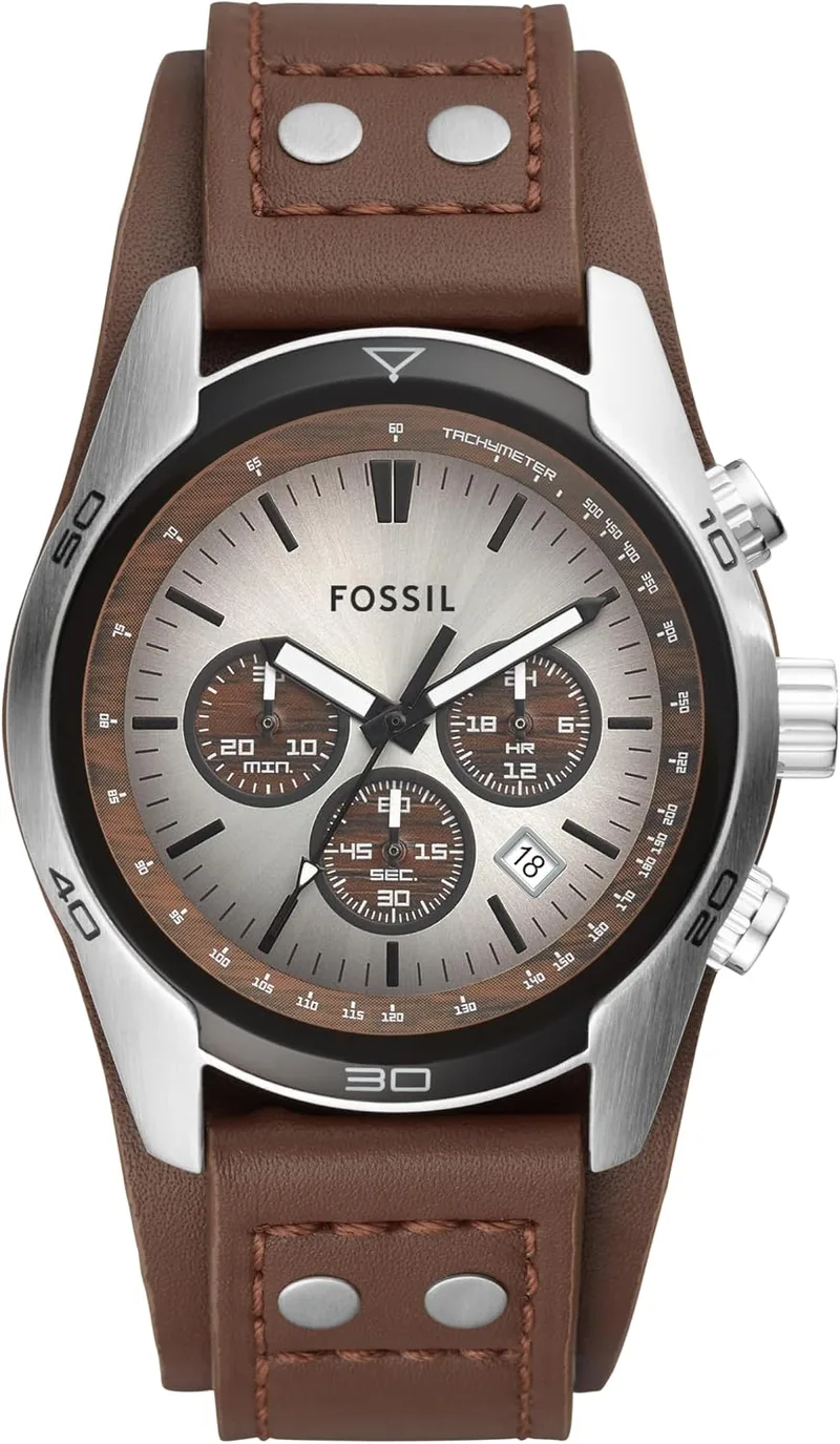 Fossil ▫️ Relógio para homem Coachman, movimento cronógrafo de quartzo