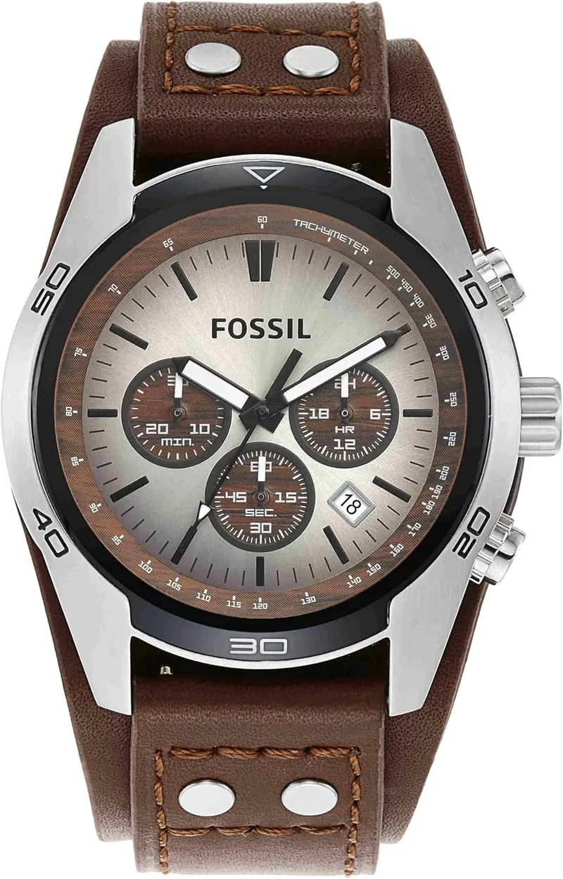 Fossil ▫️ Relógio para homem Coachman, movimento cronógrafo de quartzo