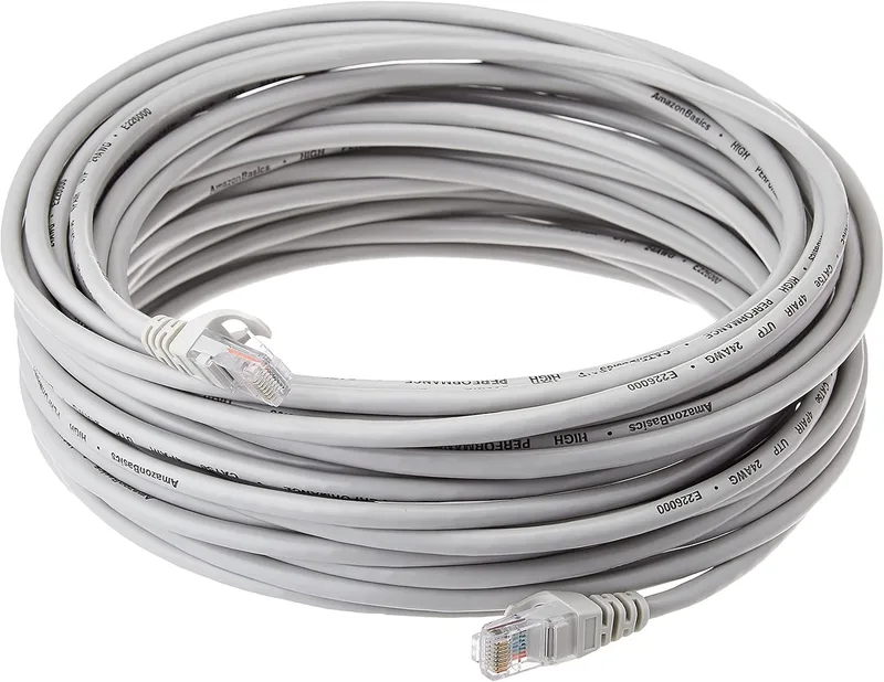 Amazon Basics ▫️ Cabo RJ45 com Ethernet (15,2 m, categoria 5), cinzento
