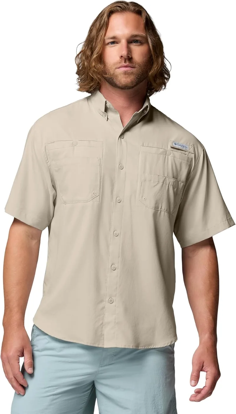 Columbia ▫️ Camisa de manga curta PFG Tamiami II, camisa de manga curta para caminhadas e trekking para homem