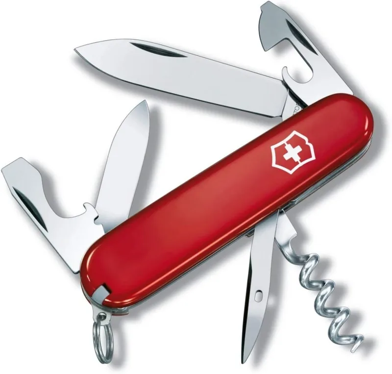 Victorinox ▫️ Spartan, canivete suíço, canivete suíço com 12 funções, incluindo lâmina, saca-rolhas e abre-latas, cor vermelha, com lâmina de 12 lâminas, saca-rolhas e abre-latas.