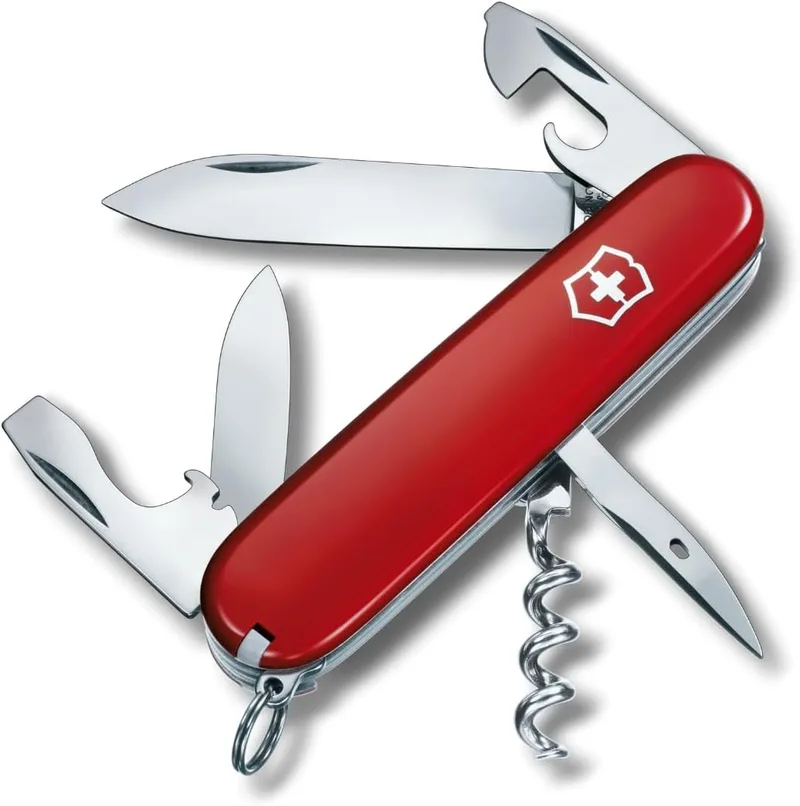 Victorinox ▫️ Spartan, canivete suíço, canivete suíço com 12 funções, incluindo lâmina, saca-rolhas e abre-latas, cor vermelha, com lâmina de 12 lâminas, saca-rolhas e abre-latas.