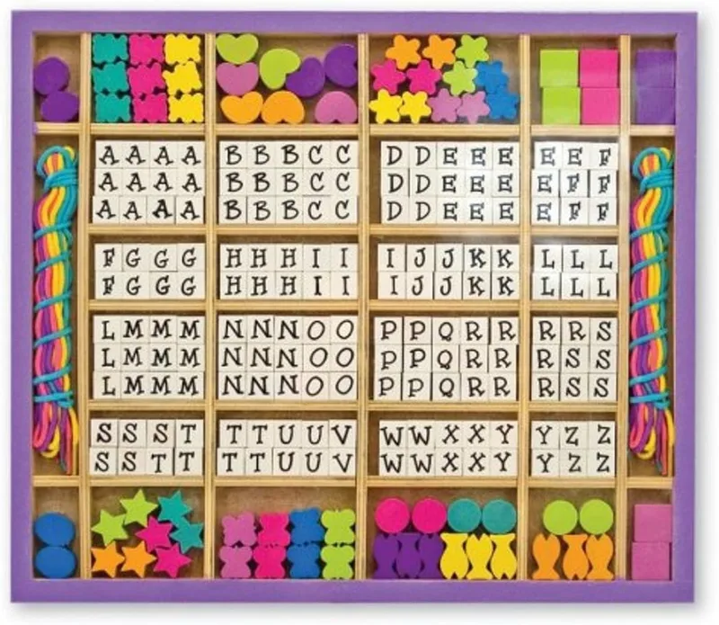 Conjunto de contas de madeira Melissa & Doug para fazer colares, contas para joalharia, pulseiras da amizade, jogos criativos, prenda para raparigas e rapazes de 4, 5 e 6 anos