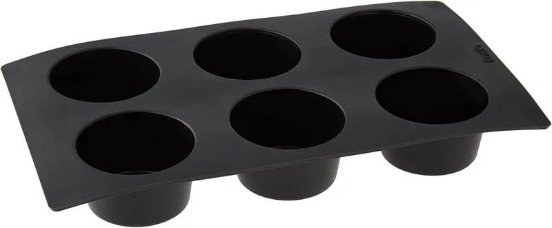 Lékué ▫️ Forma para muffins, silicone platina Preto, 6 cavidades