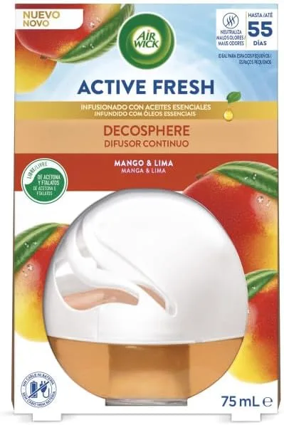 Air Wick ▫️ Decosphere - Ambientador decorativo, ambientador para casa e automóvel com aroma a manga e lima - 1 unidade