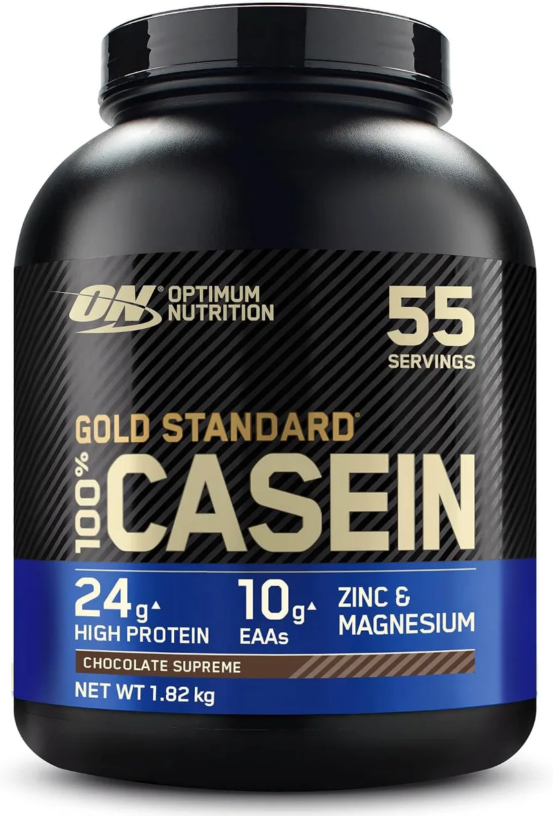 Optimum Nutrition ▫️ Gold Standard 100% Proteína de Caseína em Pó, Sabor Chocolate Supremo, 1,82 kg, 55 porções