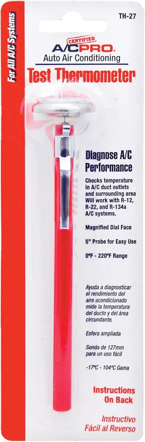 A/C Pro ▫️ O termómetro de teste de ar condicionado para automóveis certificado InterDynamics ajuda a diagnosticar o desempenho do ar condicionado e verifica a temperatura da conduta de escape e do