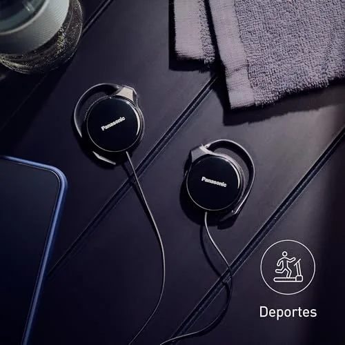 Panasonic ▫️ RP-HS46E-K Slim — Auscultadores com clipe e fio, compactos e dobráveis, design ultrafino, ficha de 3,5 mm, 32 ohms, preto 4