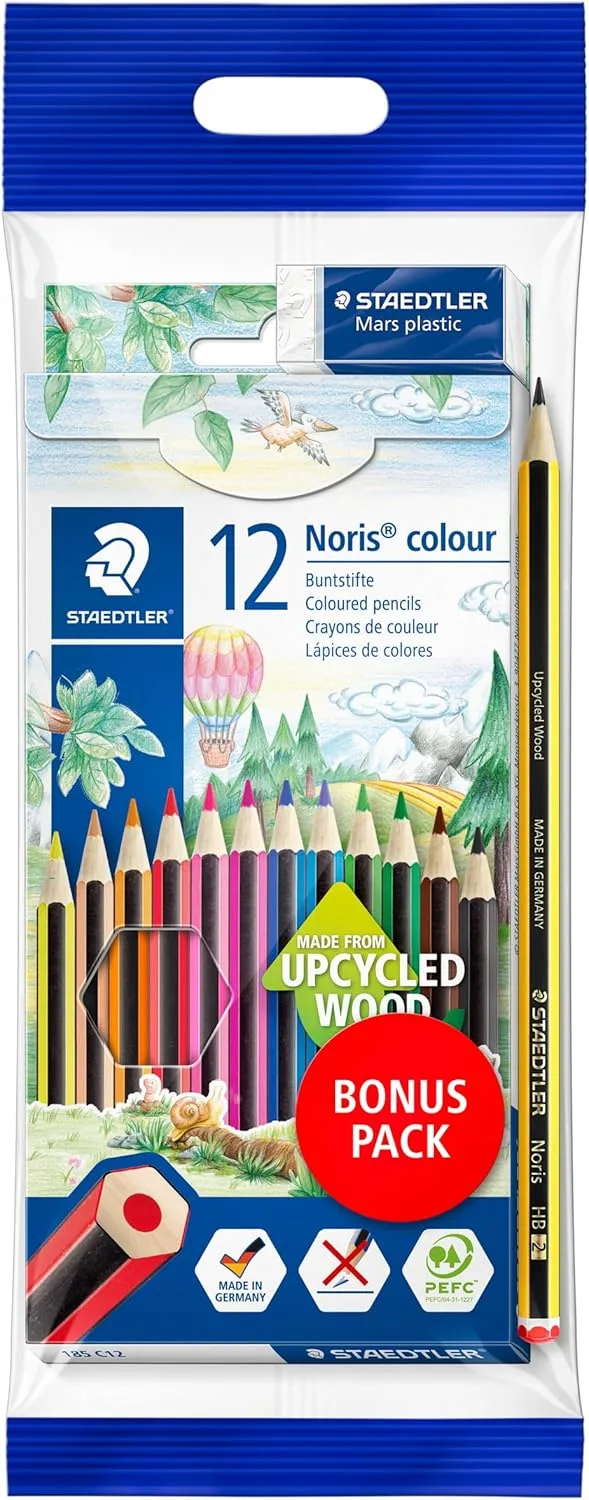 STAEDTLER ▫️ 61 SET6 - Lápis de cor, caixa com 12 unidades mais lapiseira e borracha