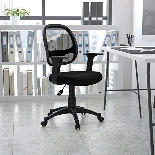 Flash Furniture ▫️ Cadeira de escritório com encosto médio, preta, em tecido, 61 x 53 x 99 cm (largura x profundidade x altura) 2