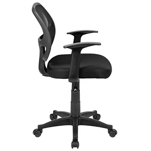 Flash Furniture ▫️ Cadeira de escritório com encosto médio, preta, em tecido, 61 x 53 x 99 cm (largura x profundidade x altura) 6