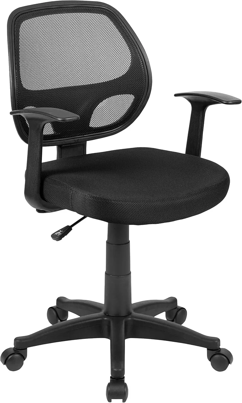 Flash Furniture ▫️ Cadeira de escritório com encosto médio, preta, em tecido, 61 x 53 x 99 cm (largura x profundidade x altura)