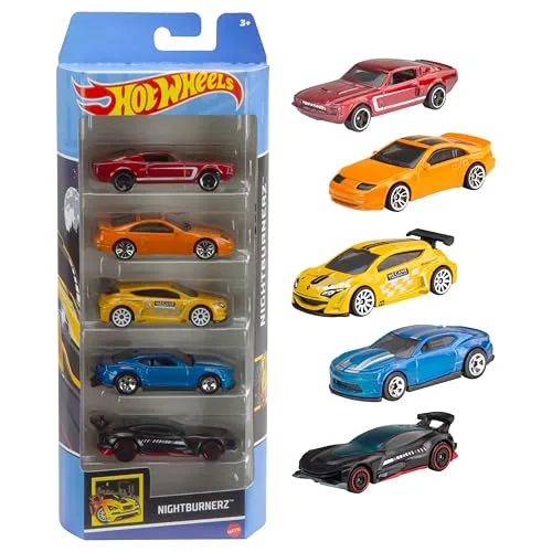 Hot Wheels ▫️ Conjunto de 5 carros à escala 1:64, presente para colecionadores e crianças a partir dos 3 anos (os modelos podem variar), 01806 4